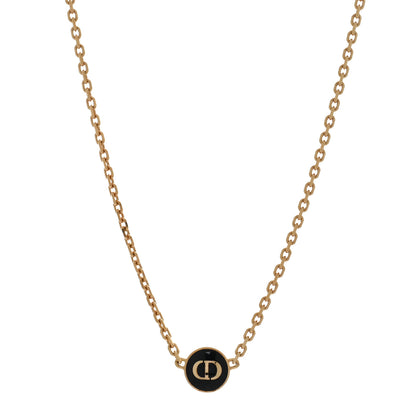 Christian Dior Metal CD Logo Necklace Gold Black 1 of 4