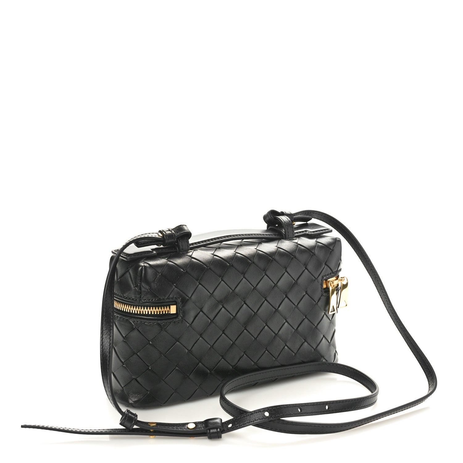 Bottega Veneta Calfskin Intrecciato Bang Bang Vanity Case Black 2 of 9