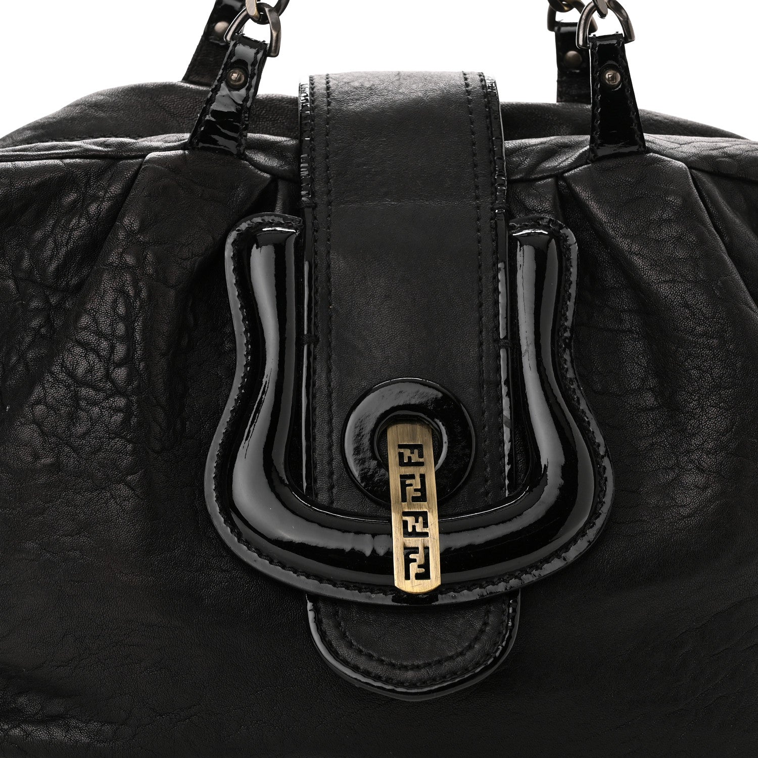 Fendi Nappa Patent B Buckle Tote Black 7 of 12