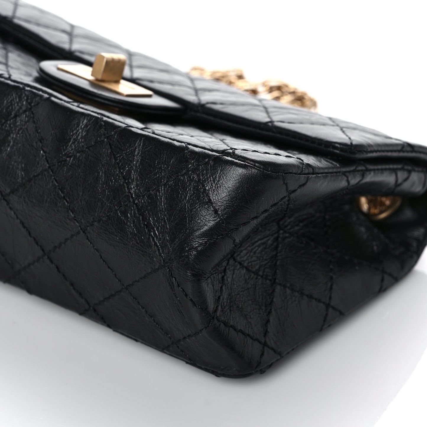Aged Calfskin Quilted 2.55 Reissue Mini Flap Black