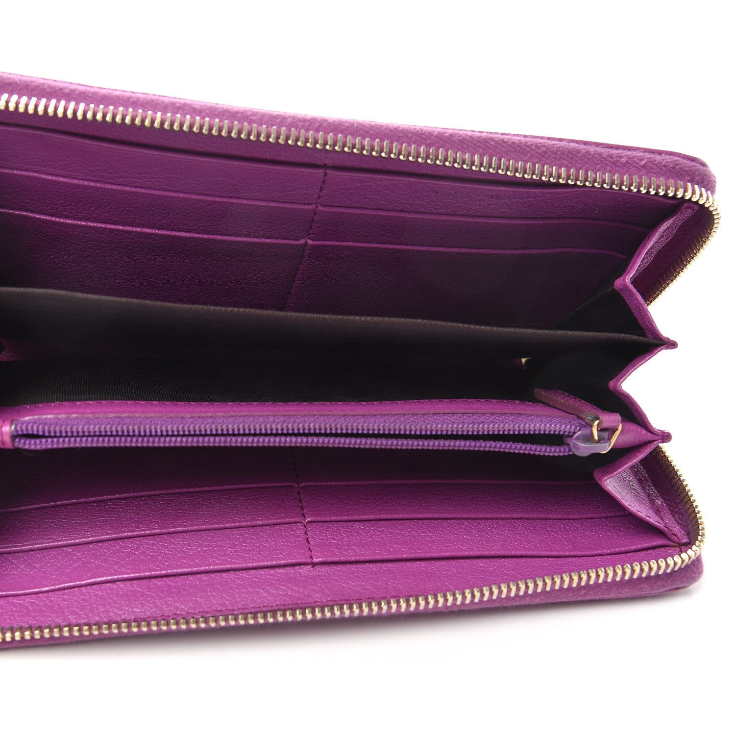 Saint Laurent Calfskin Studded Belle de Jour Zip Around Wallet Purple 5 of 6