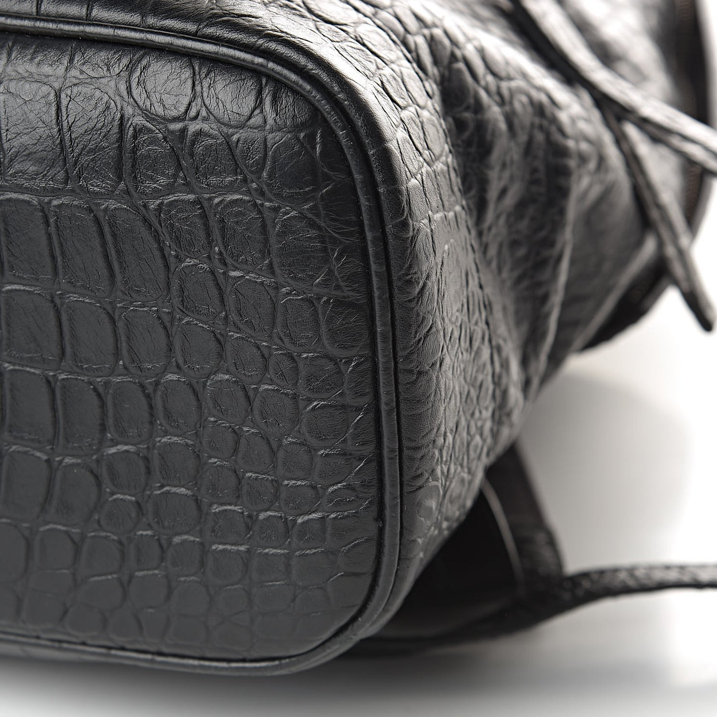 Calfskin Crocodile Classic Hardware Embossed Backpack Black