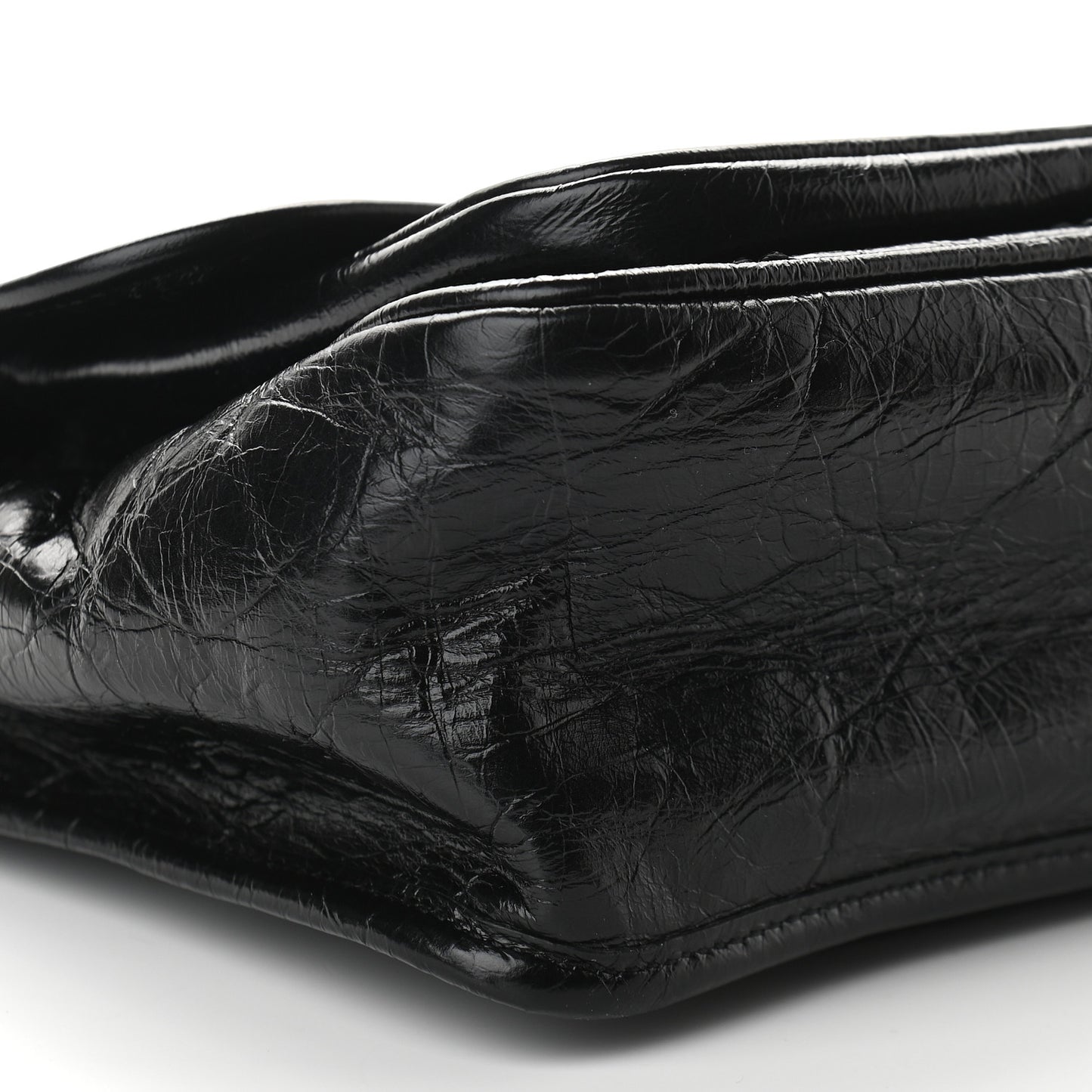 Crinkled Calfskin Matelasse Monogram Medium Niki Chain Satchel Black