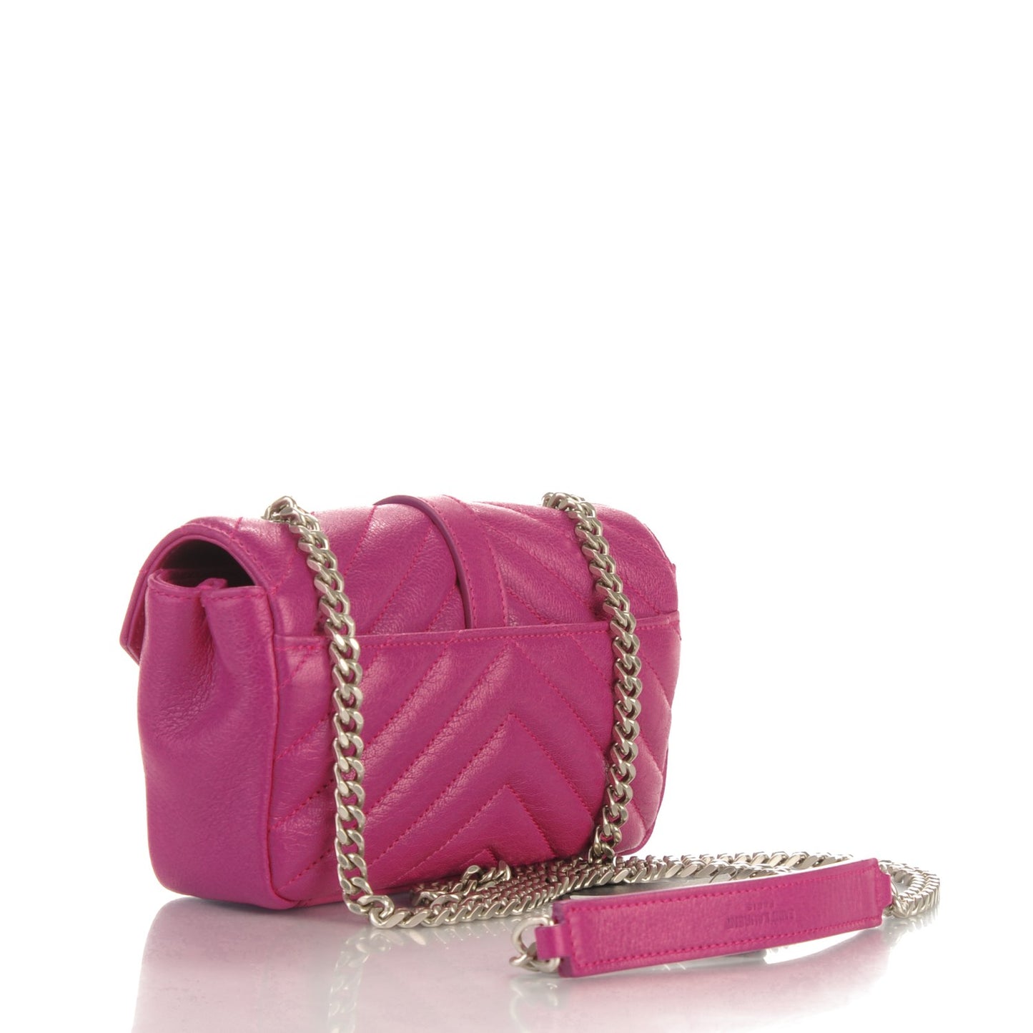 Sheepskin Matelasse Chevron Classic Monogram Baby Chain Bag Electric Pink