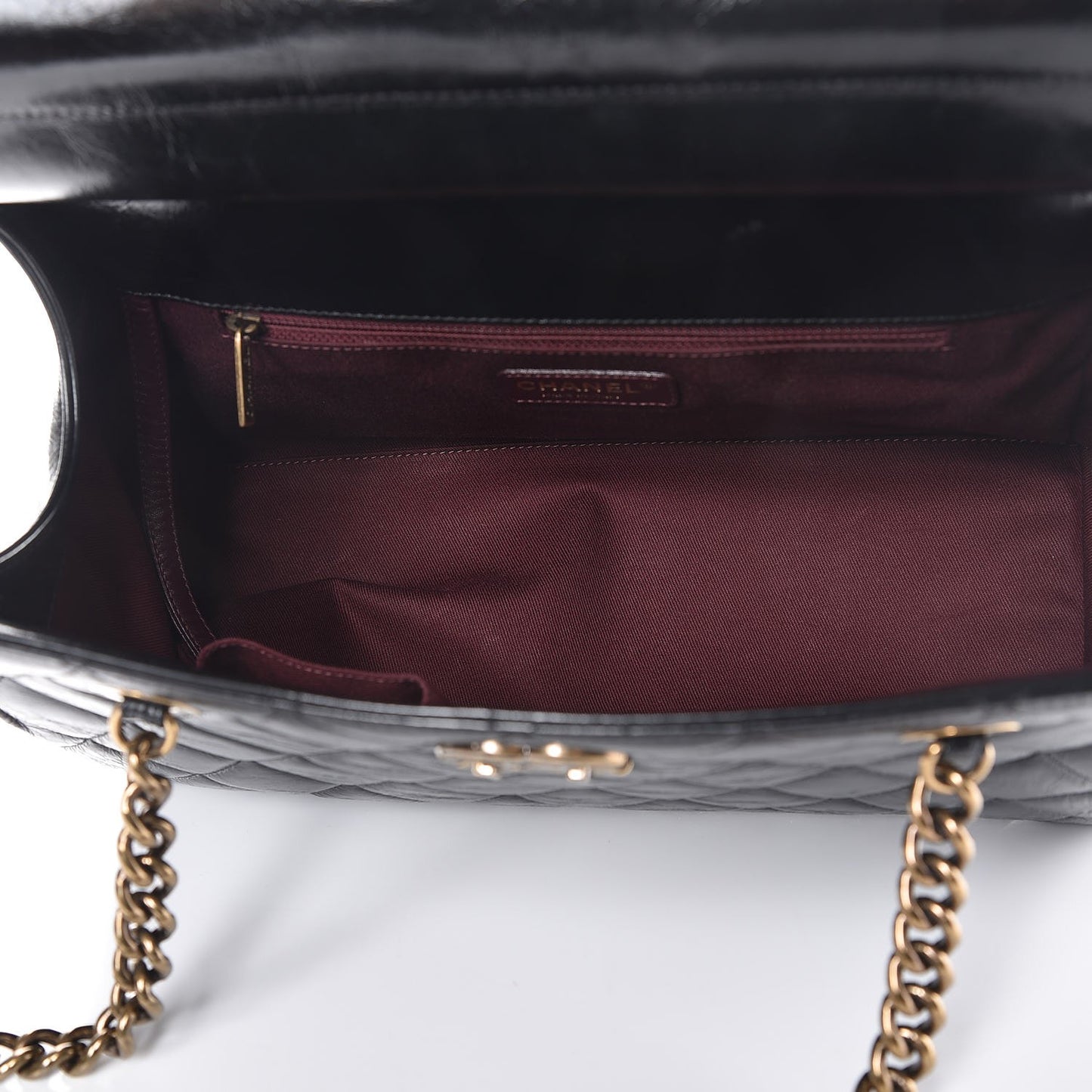 Glazed Calfskin Perfect Edge Tote Black