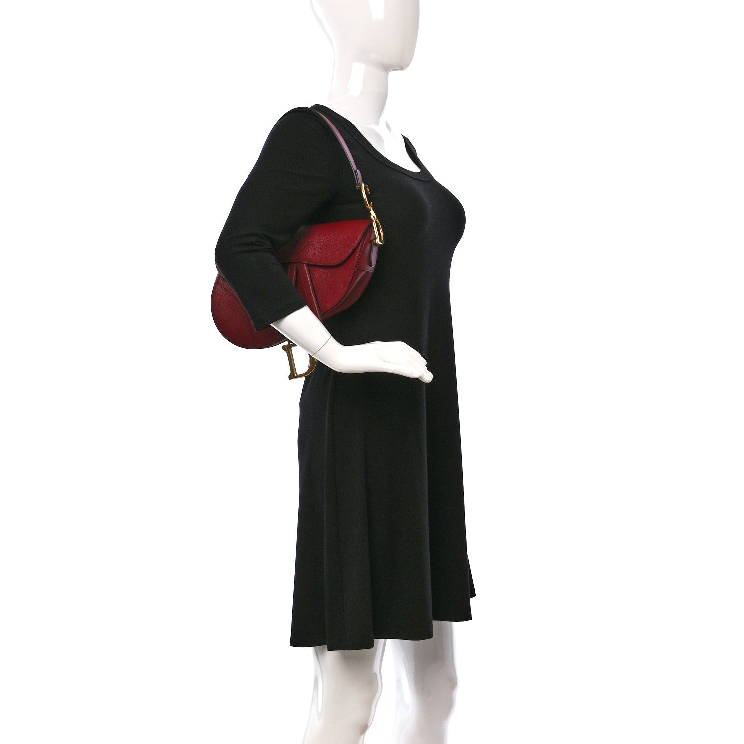 Christian Dior Grained Calfskin Saddle Bag Red 2 of 10