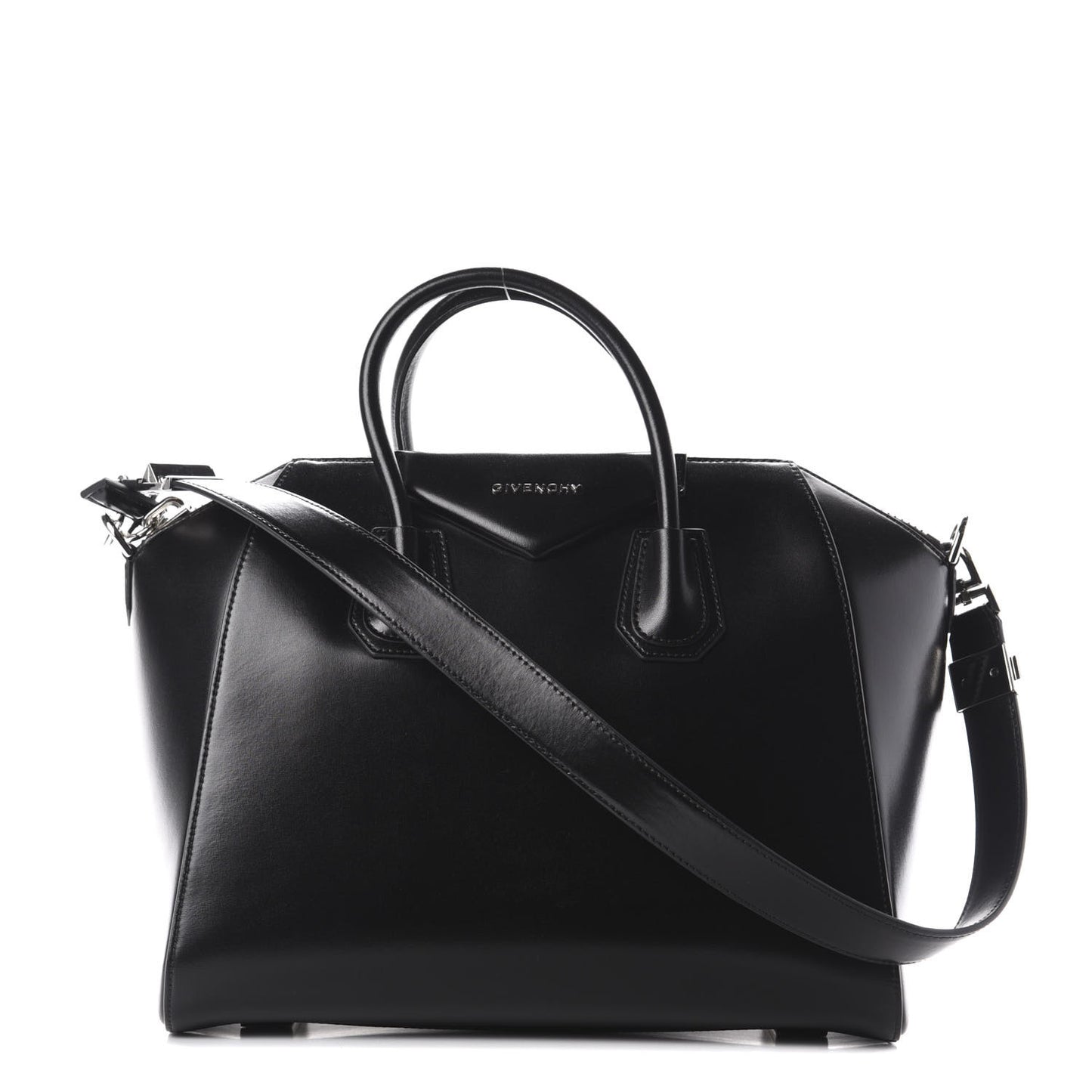 Shiny Lord Calfskin Medium Antigona Black