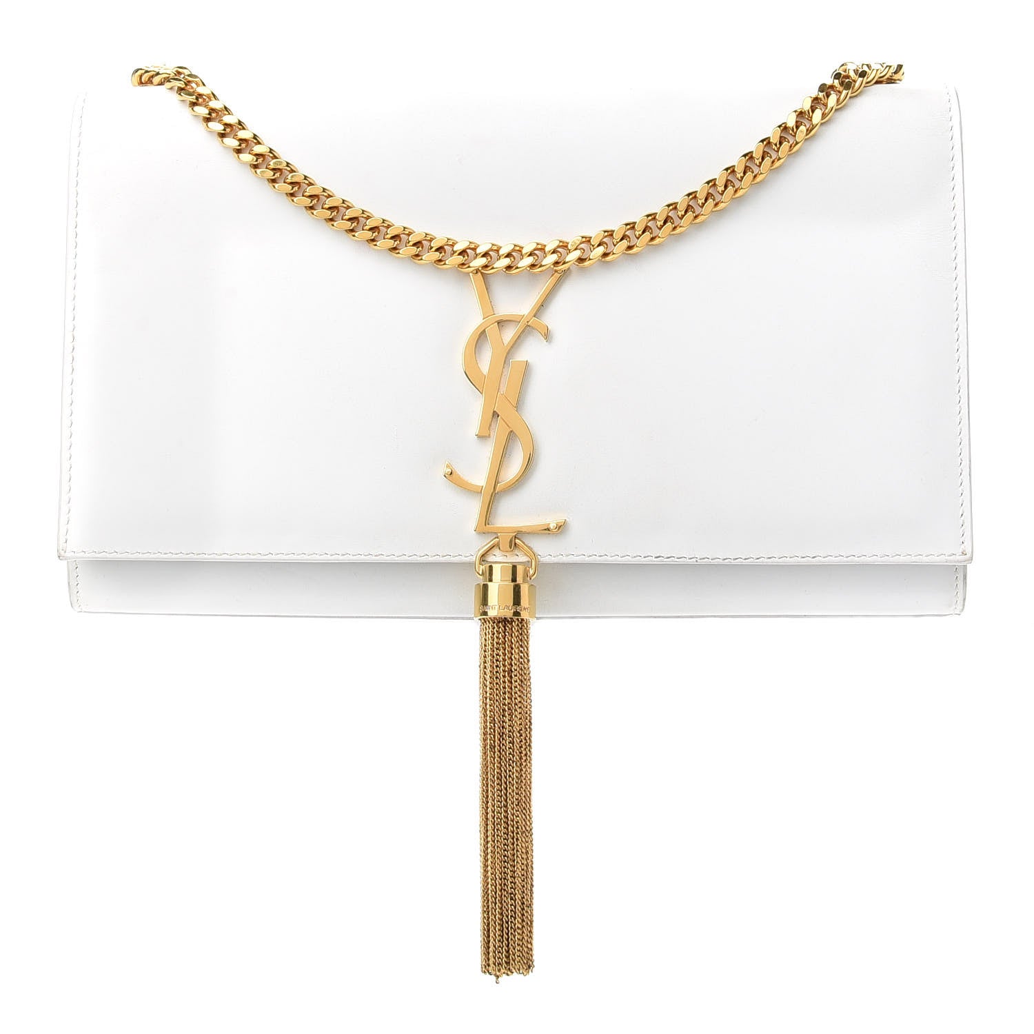 Saint Laurent Smooth Calfskin Medium Classic Monogram Kate Tassel Satchel White 1 of 10