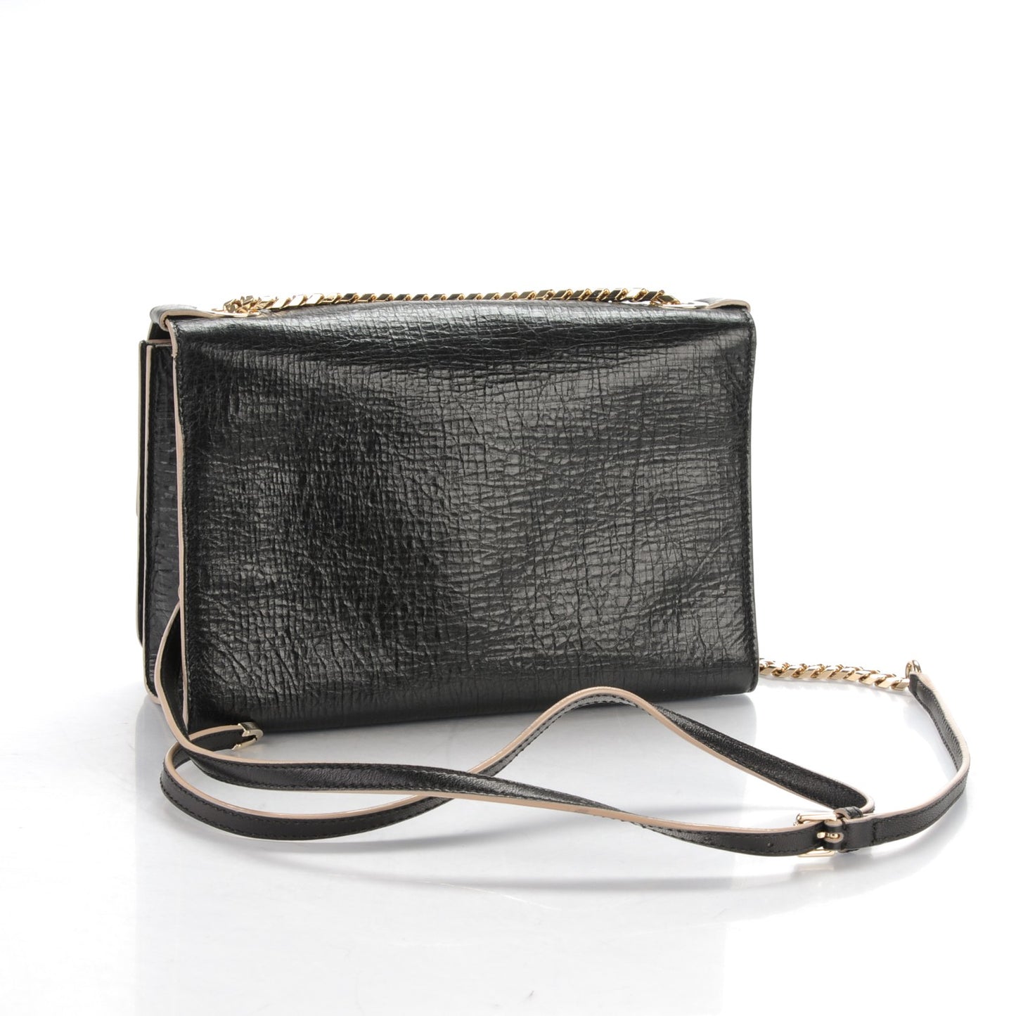 Washed Crinkled Calfskin Rebel Shoulder Bag Black