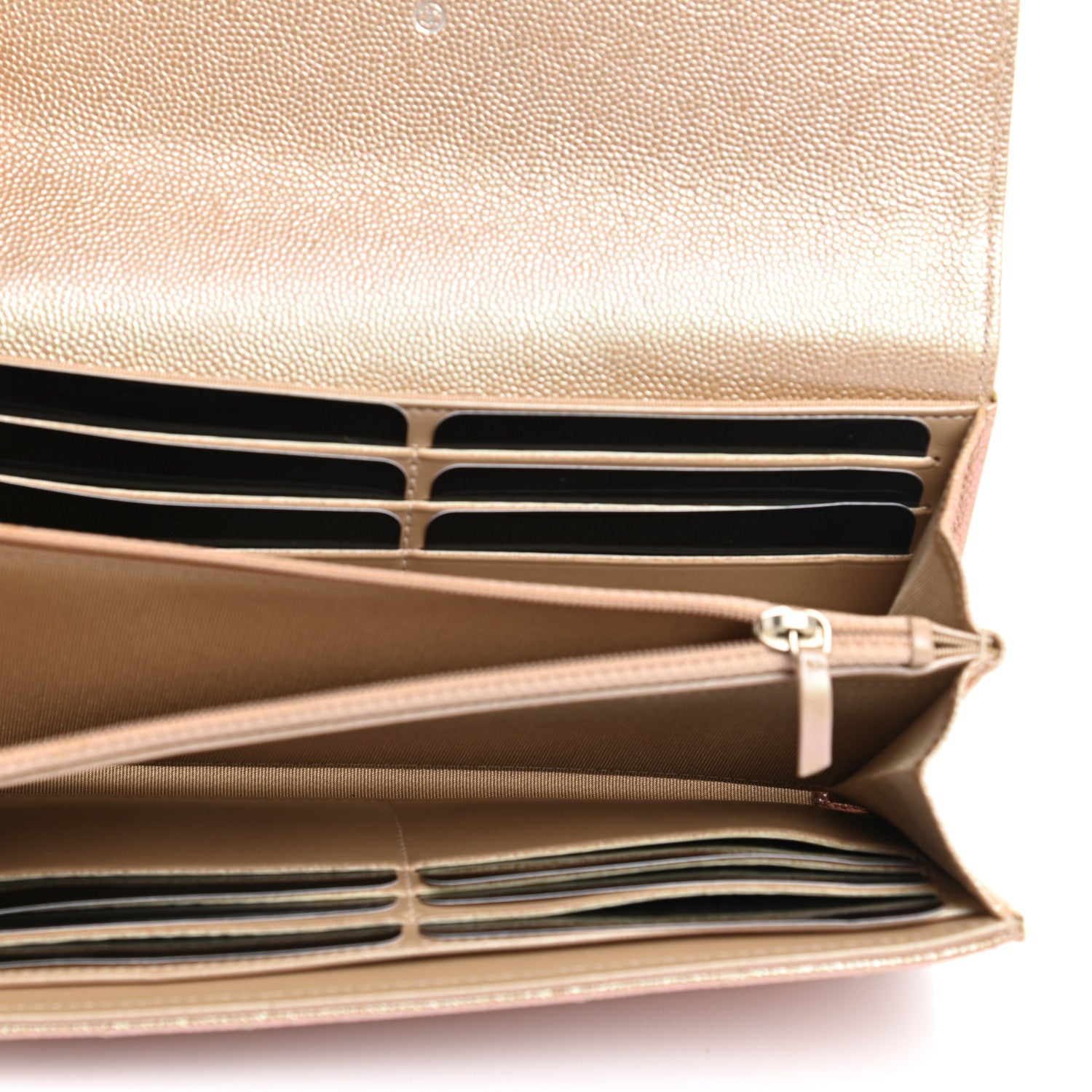 Chanel Iridescent Caviar Chevron Quilted Large Gusset Flap Wallet Light Pink 5 of 9