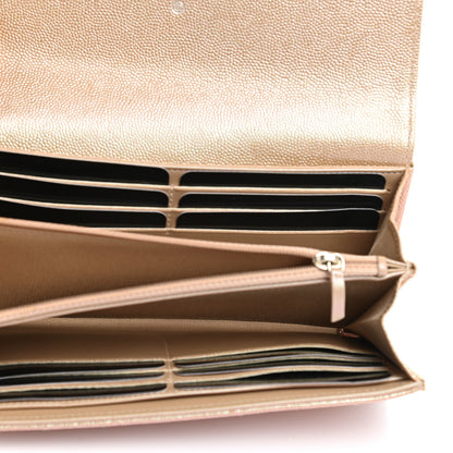 Chanel Iridescent Caviar Chevron Quilted Large Gusset Flap Wallet Light Pink 5 of 9