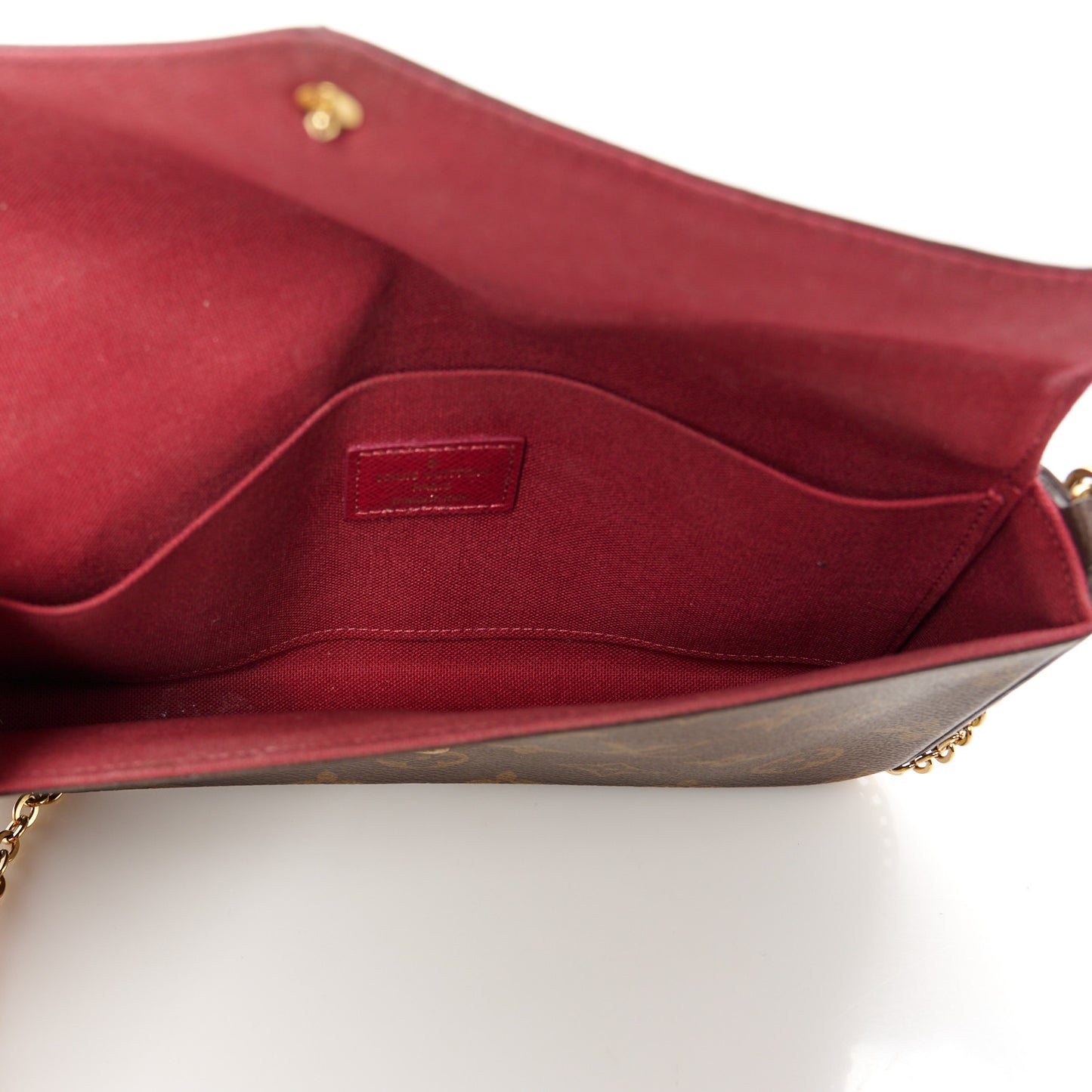 Monogram Pochette Felicie Chain Wallet Fuchsia