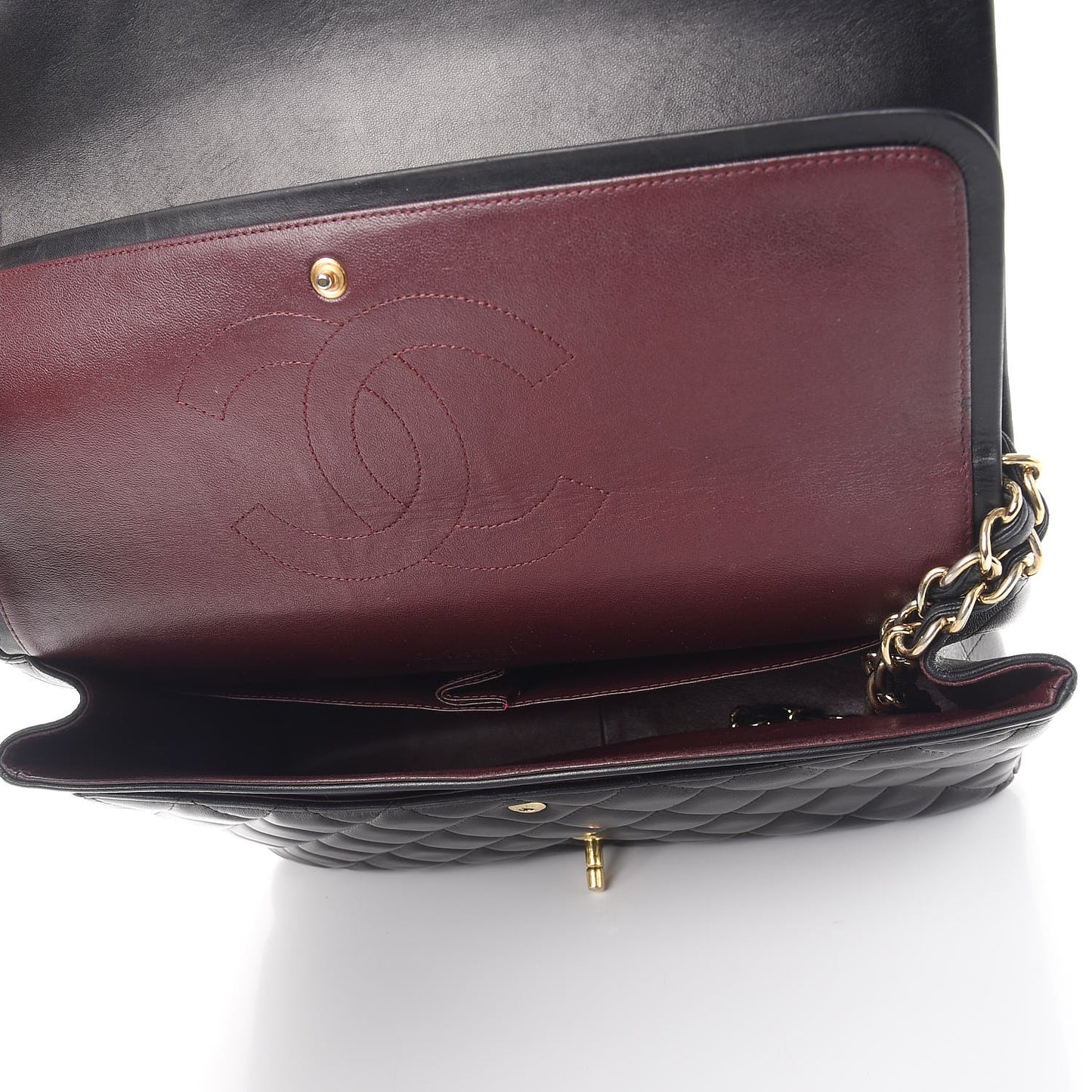 Lambskin Quilted Maxi Double Flap Black
