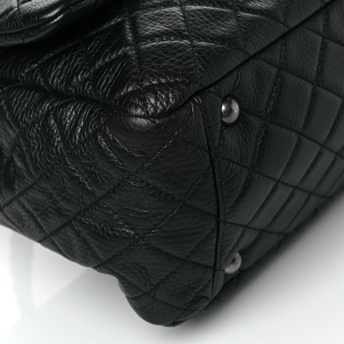 Calfskin Quilted XXL Travel Flap Bag Black