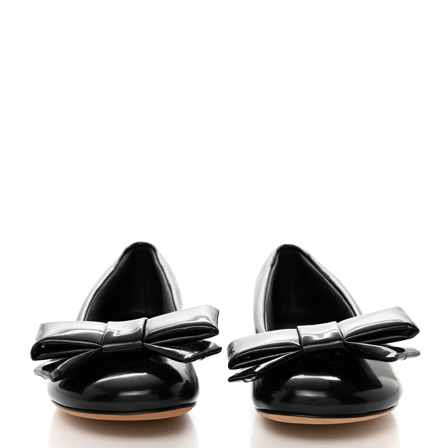 Puffy Lambskin Padded Bow Ballerina Flats 39 Black