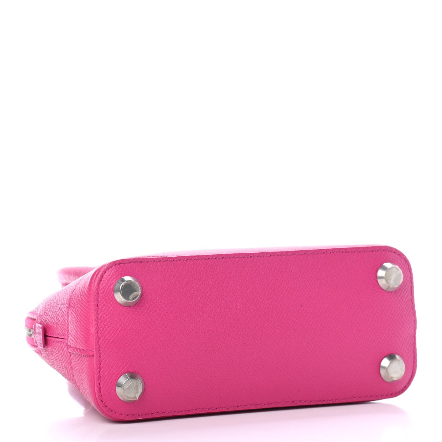 Signature Grained Calfskin Logo XXS Ville Top Handle Bag Fuchsia