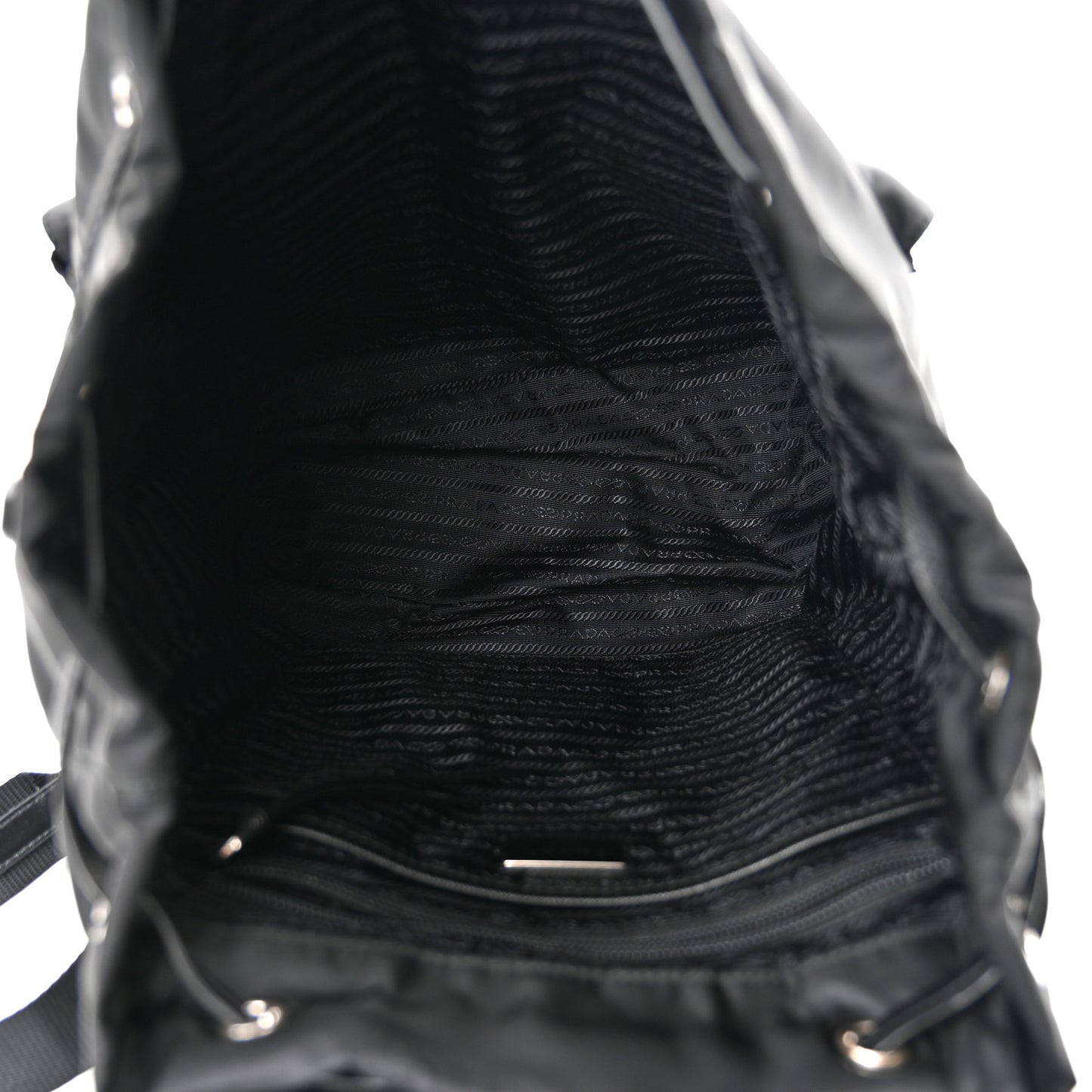 Nylon New Vela Studded Backpack Black White