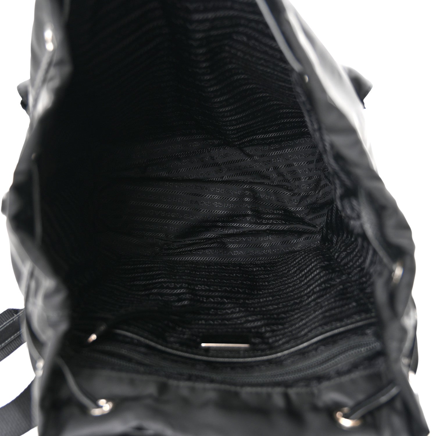Prada Nylon New Vela Studded Backpack Black White 5 of 9