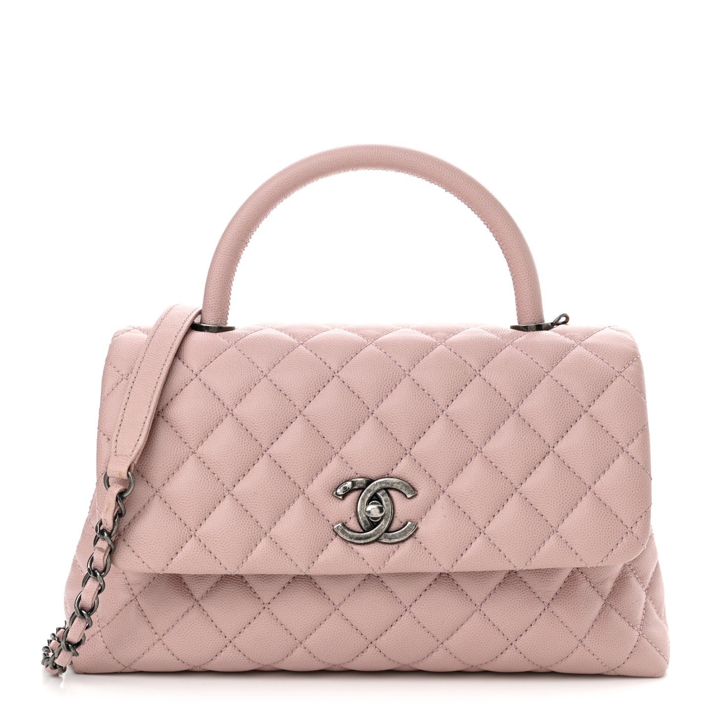 Caviar Quilted Small Coco Handle Flap Light Pink