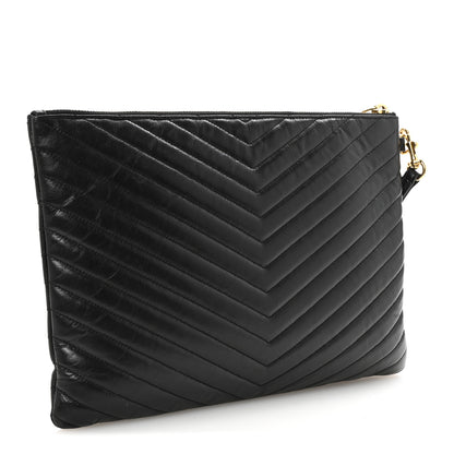 Saint Laurent Calfskin Matelasse Monogram Cassandre Tablet Pouch Black 6 of 12