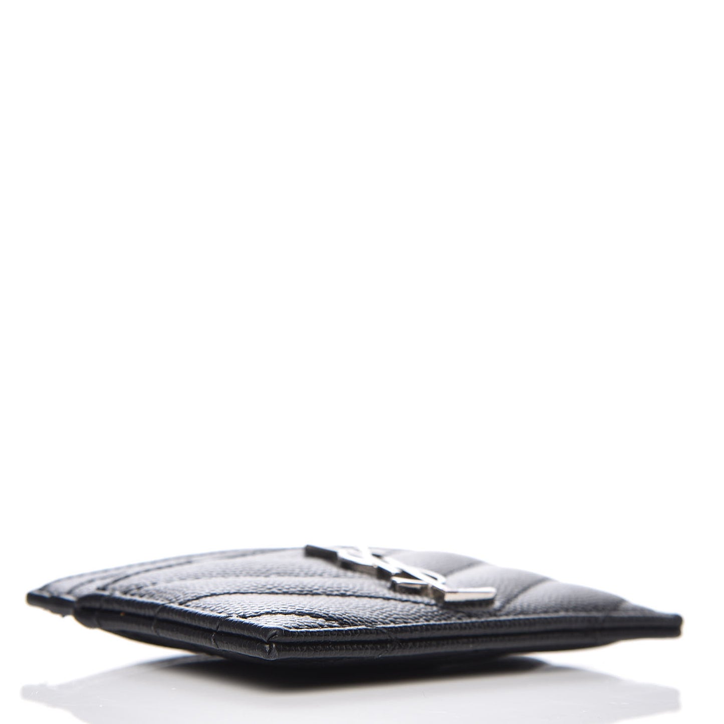 Grain De Poudre Matelasse Chevron Monogram Credit Card Case Black