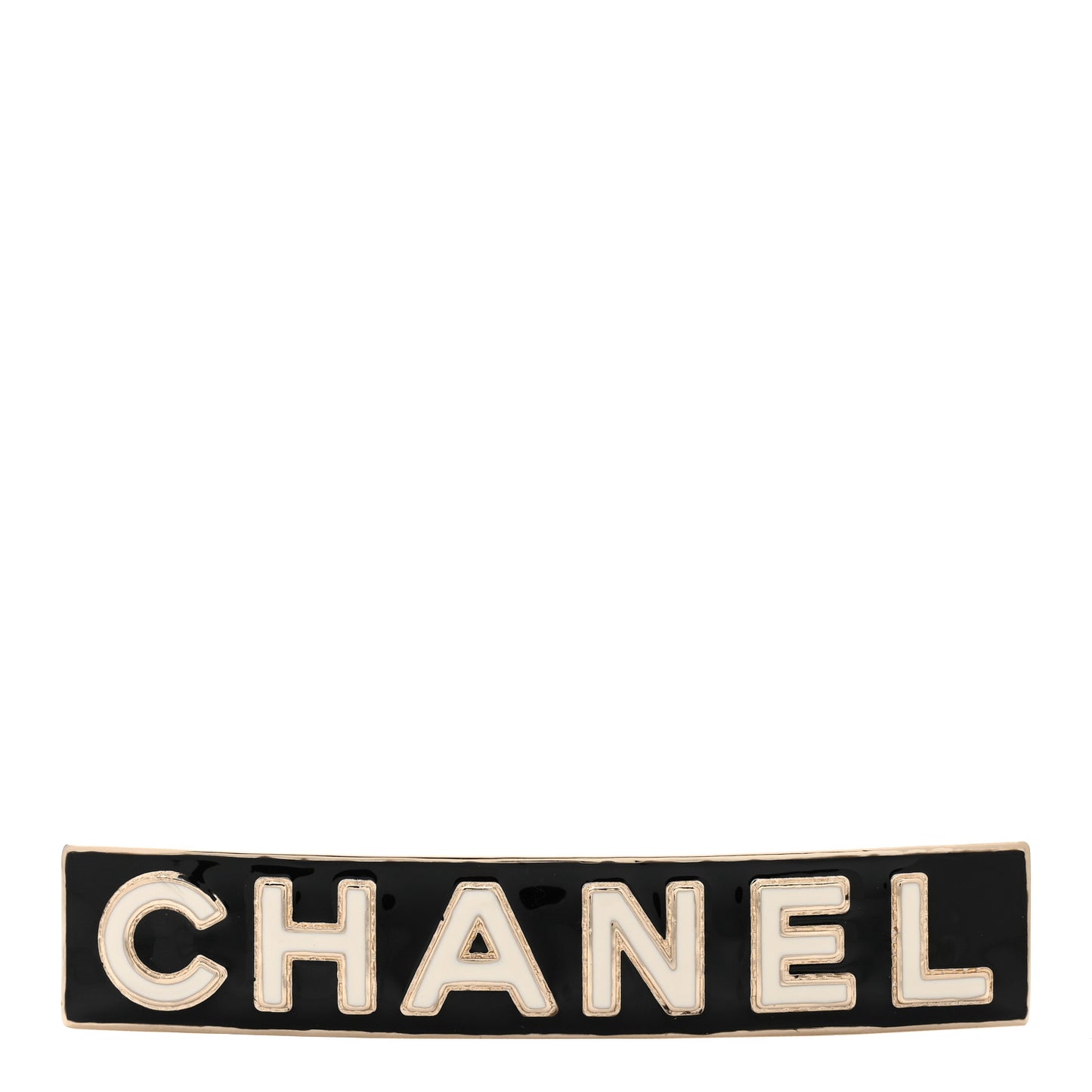 Metal Enamel Logo Hair Clip Gold Black White