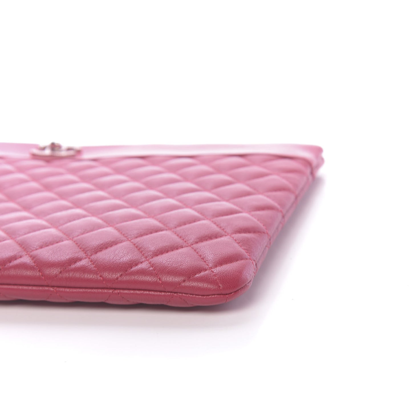 Lambskin Quilted Large Vintage Mademoiselle Cosmetic Case Red