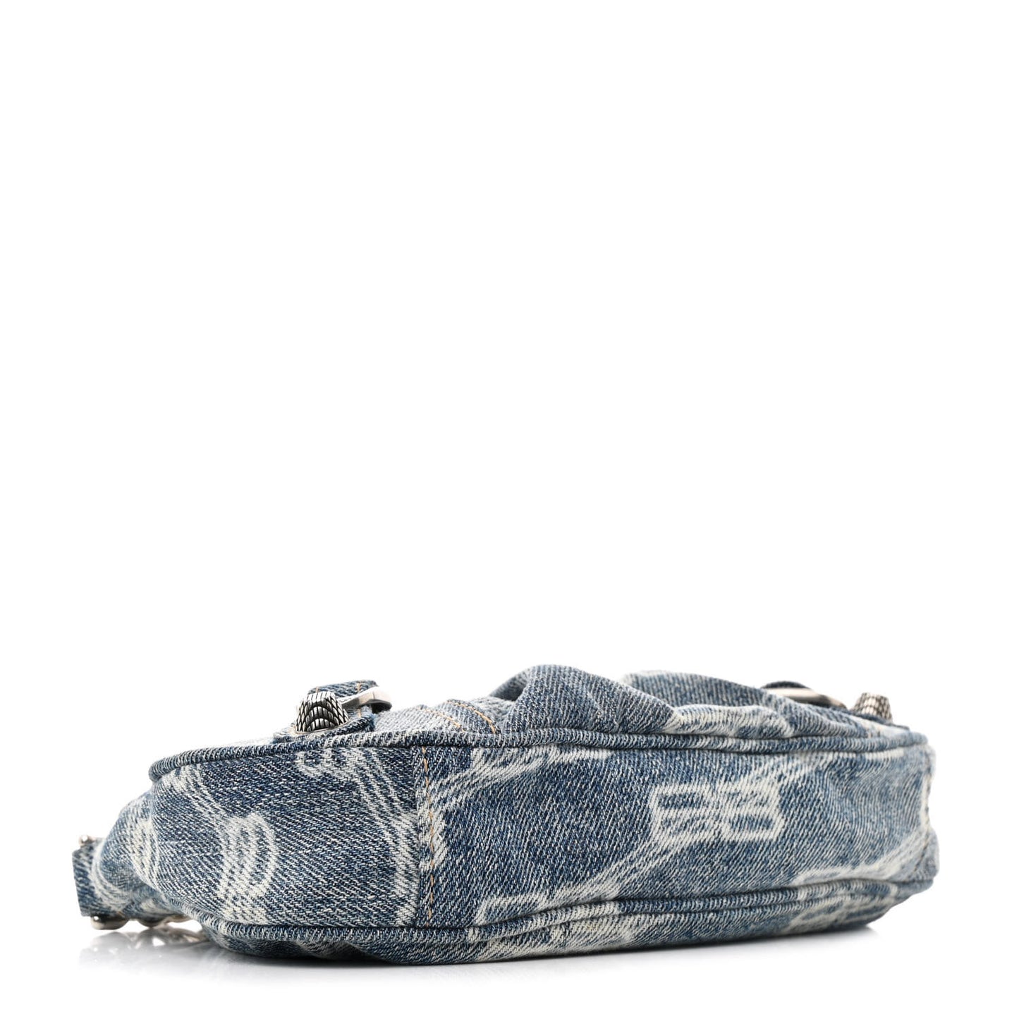 Bleached Denim BB Monogram Le Cagole Mini Purse With Chain Blue