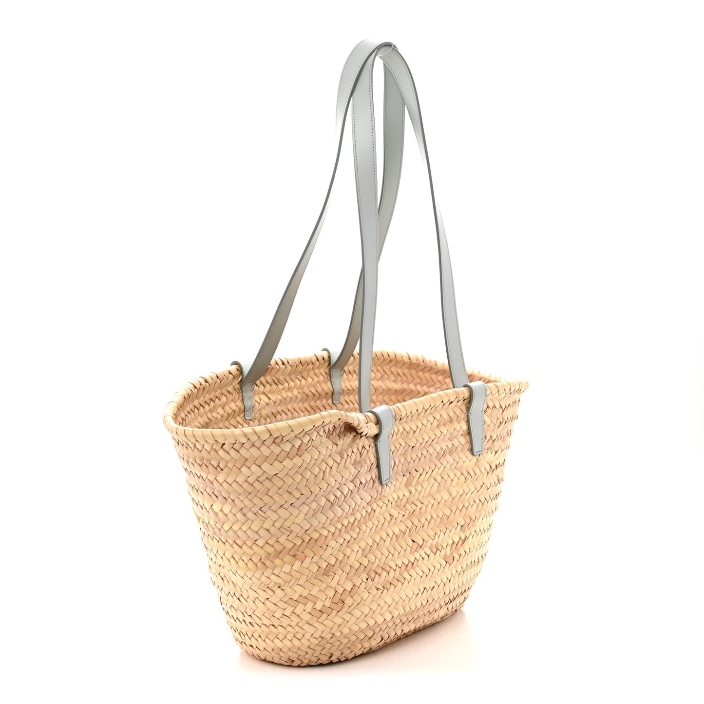 Raffia Calfskin Triomphe Medium Panier Soft Blue