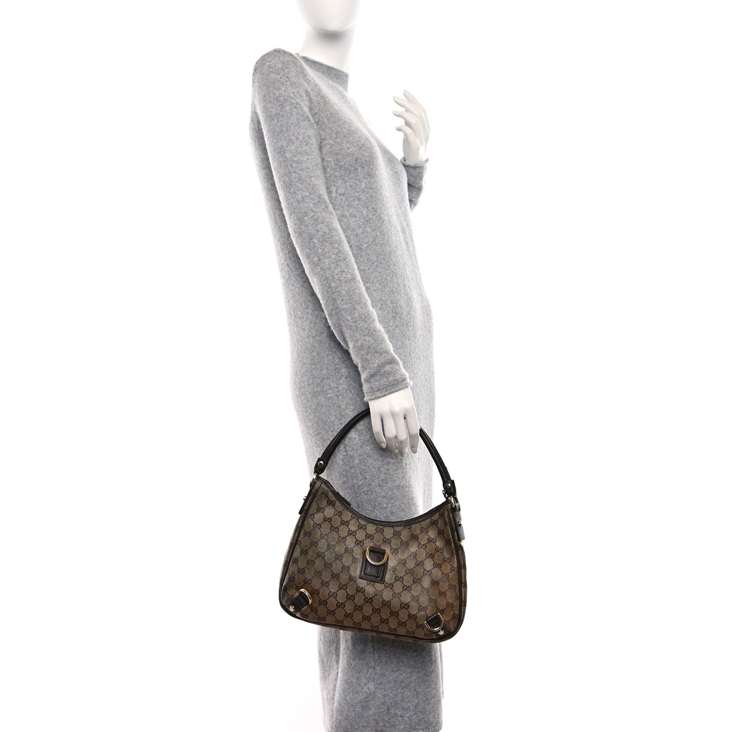 Crystal Monogram Medium Abbey D Ring Hobo Brown