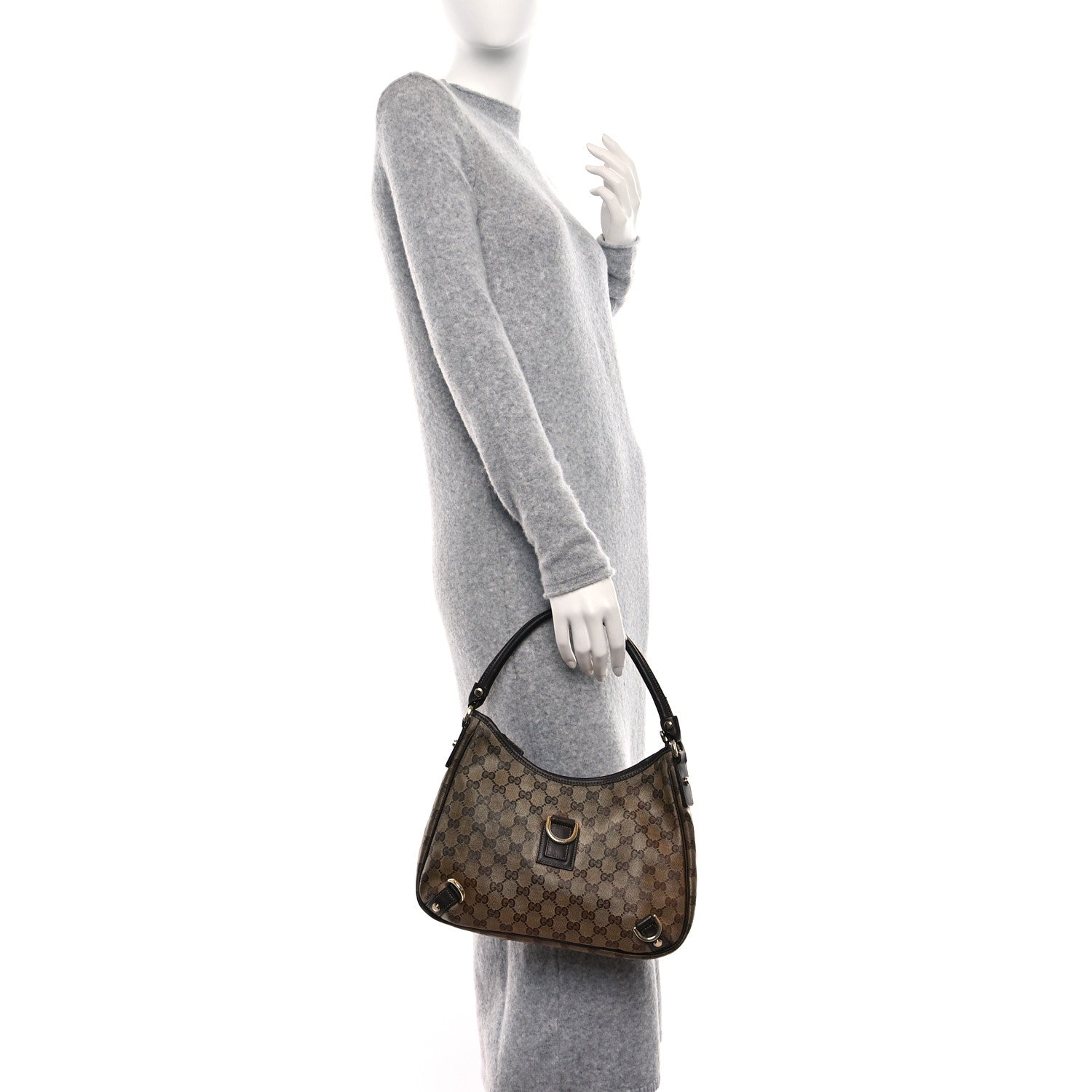 Gucci Crystal Monogram Medium Abbey D Ring Hobo Brown 2 of 11