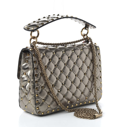Valentino Garavani Metallic Lambskin Medium Rockstud Spike Shoulder Bag Sasso 3 of 9