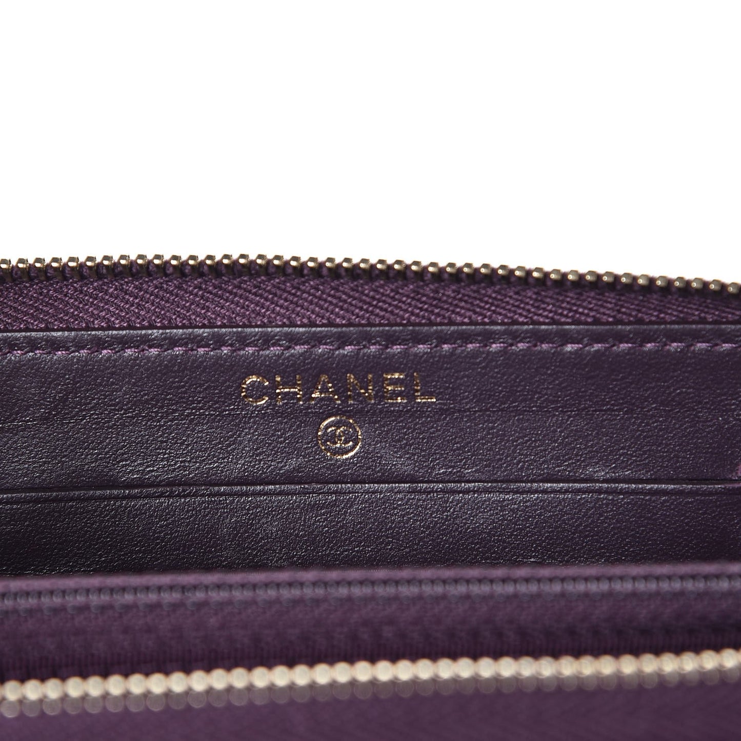 Lambskin Quilted Small Zip Around Wallet Dark Purple