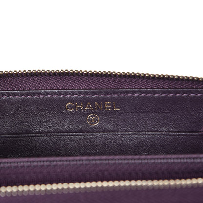 Chanel Lambskin Quilted Small Zip Around Wallet Dark Purple 6 of 8