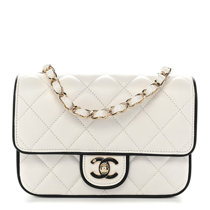 Chanel Lambskin Quilted Resin CC Mini Flap Bag White Black 1 of 10