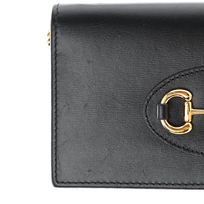 Gucci Boarded Plutone Calfskin Horsebit 1955 Wallet On Chain Black 14 of 16