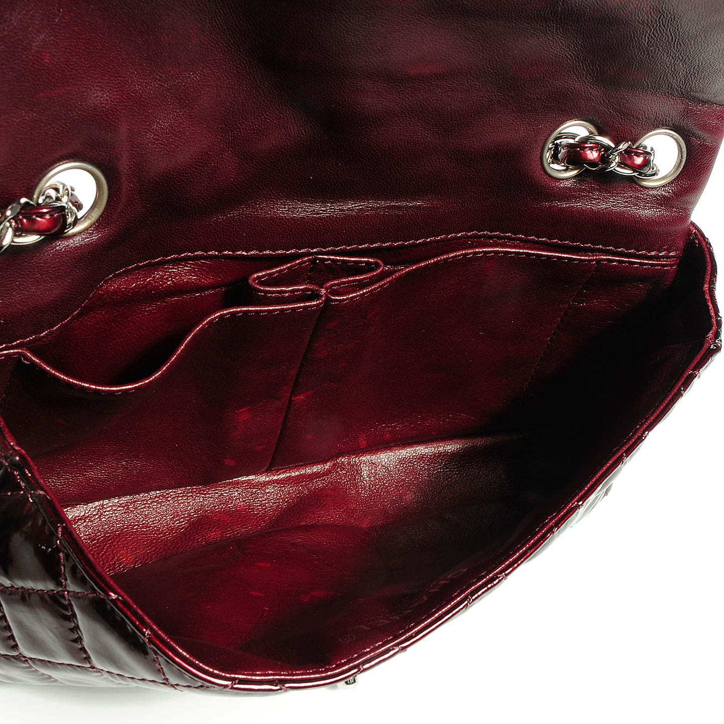 Patent Quilted East West Flap Bordeaux