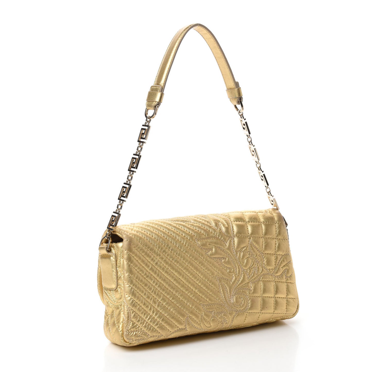 Metallic Nappa Barocco Quilted Calliope Vanitas Shoulder Bag Gold