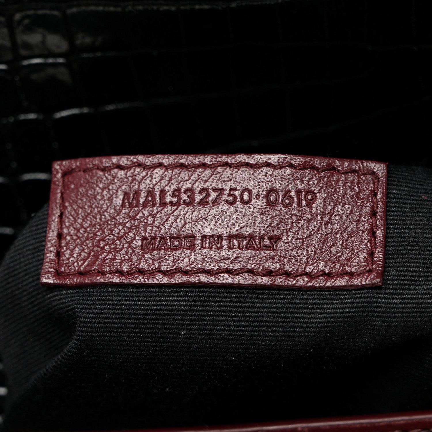 Saint Laurent Calfskin Crocodile Embossed Monogram Cassandra Clasp Bag Black Rouge Legion 8 of 13