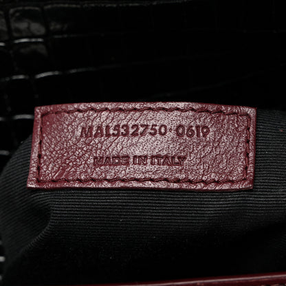 Saint Laurent Calfskin Crocodile Embossed Monogram Cassandra Clasp Bag Black Rouge Legion 8 of 13