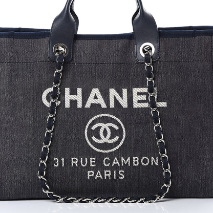 Chanel Denim Medium Deauville Tote Dark Blue 7 of 10