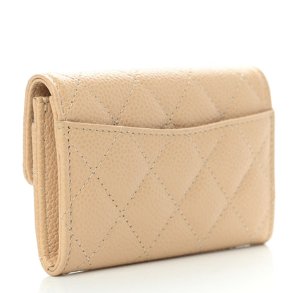 Chanel Caviar Quilted Flap Card Holder Wallet Beige 3 of 8
