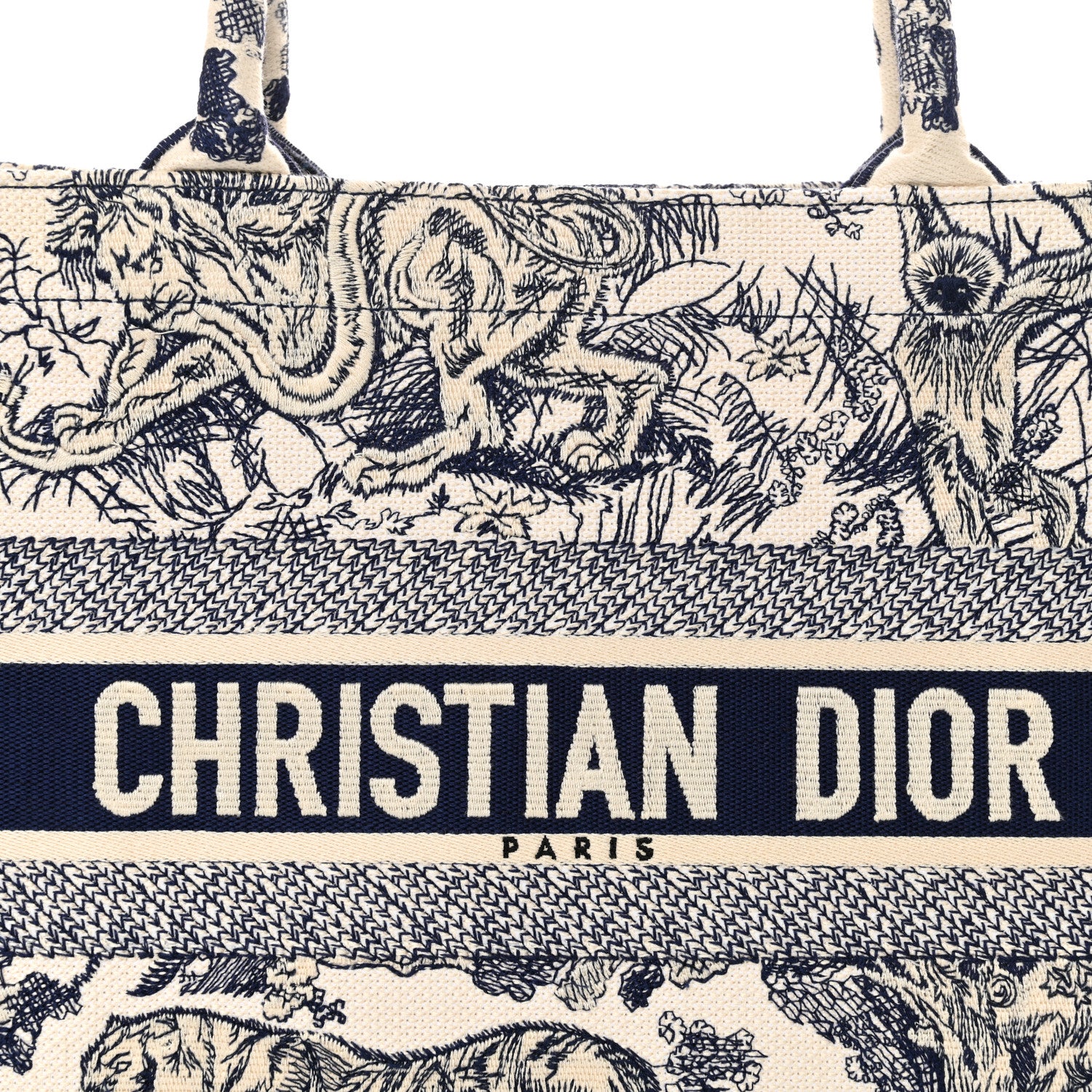 Christian Dior Canvas Embroidered Medium Dioriviera Toile De Jouy Book Tote Blue 8 of 13