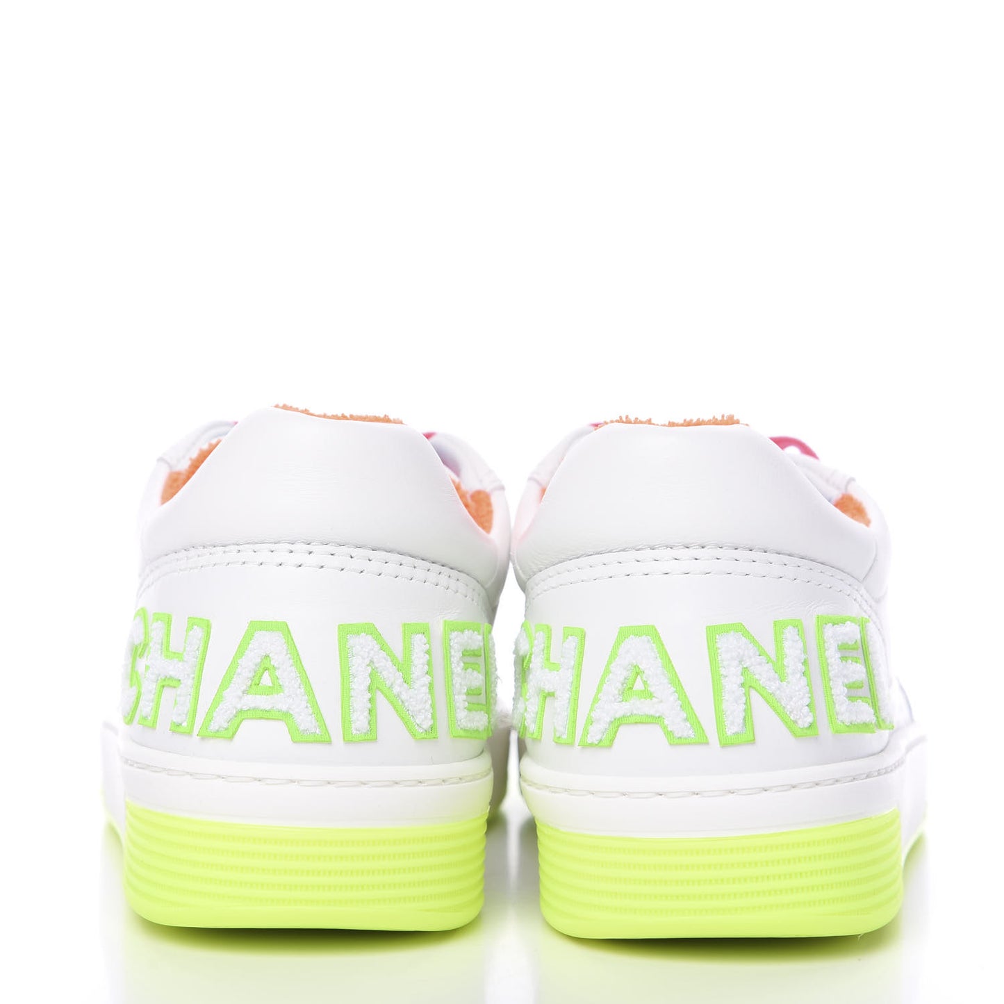 Calfskin Womens Logo Sneakers 38.5 White Multicolor