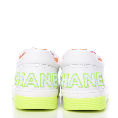 Chanel Calfskin Womens Logo Sneakers 38.5 White Multicolor 5 of 9