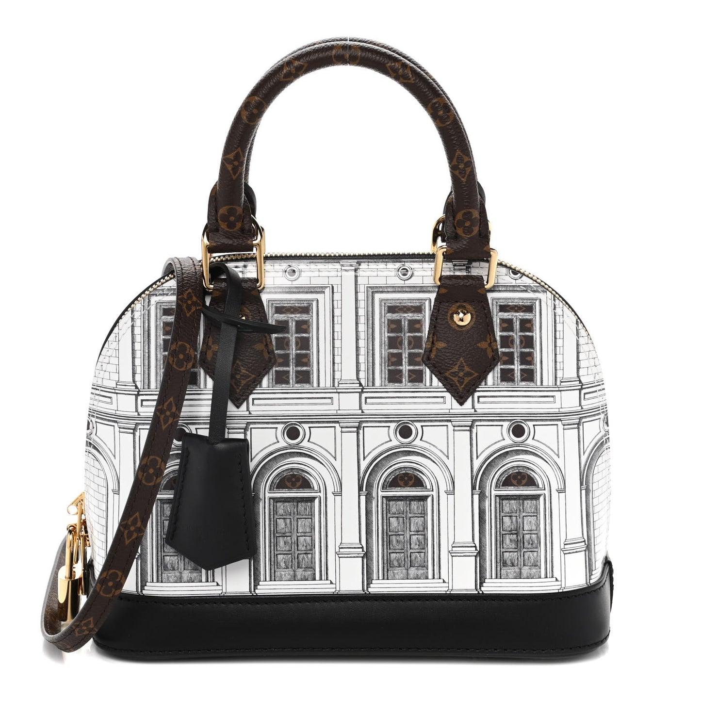 X FORNASETTI Calfskin Architettura Alma BB Black White