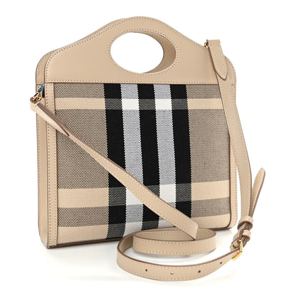 Burberry Smooth Calfskin Canvas Check Mini Pocket Bag Dusty Sand Soft Fawn 3 of 12