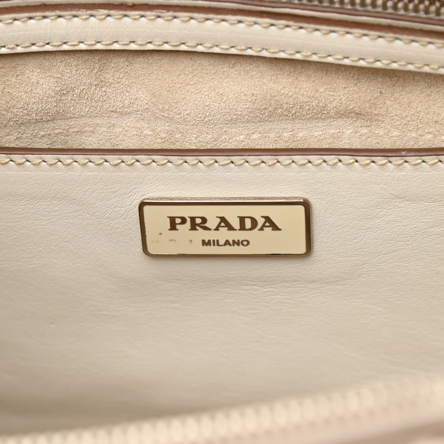 City Calf Hand Stitched Small Galleria Double Zip Tote Talco