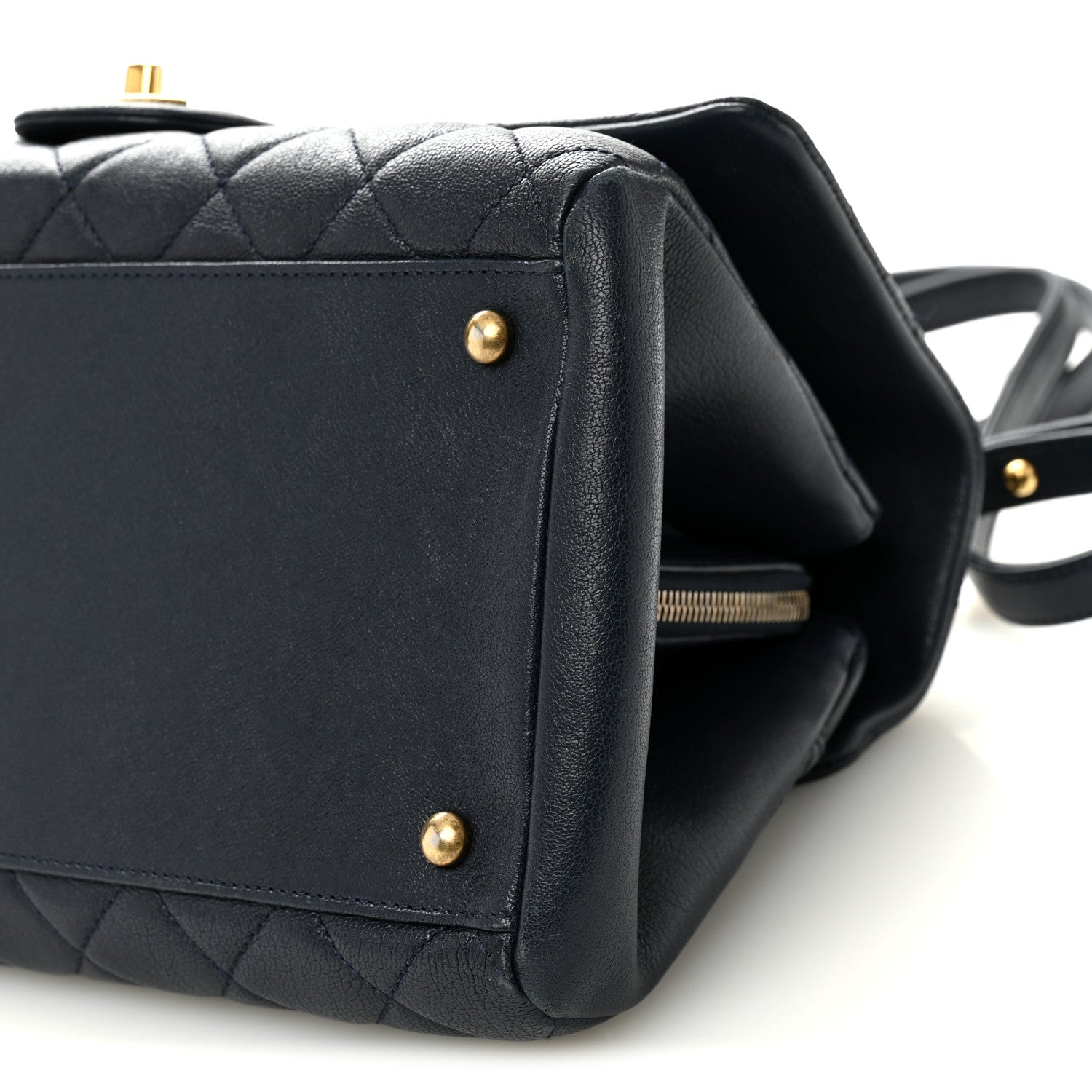 Chanel Shiny Sheepskin Quilted Large Trapezio Flap Navy 1867214