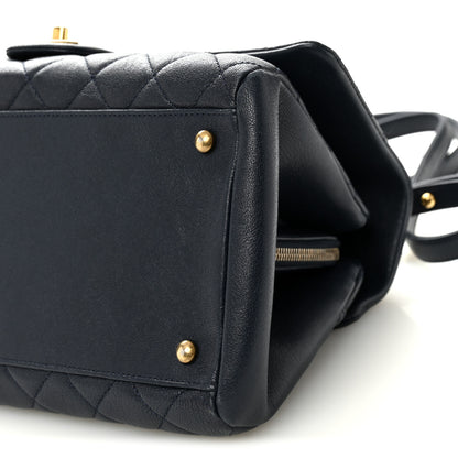 Chanel Shiny Sheepskin Quilted Large Trapezio Flap Navy 10 of 10